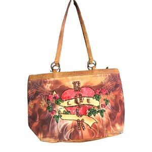 Isabella Fiore Rock Love Tan and Red Shoulder Bag 54